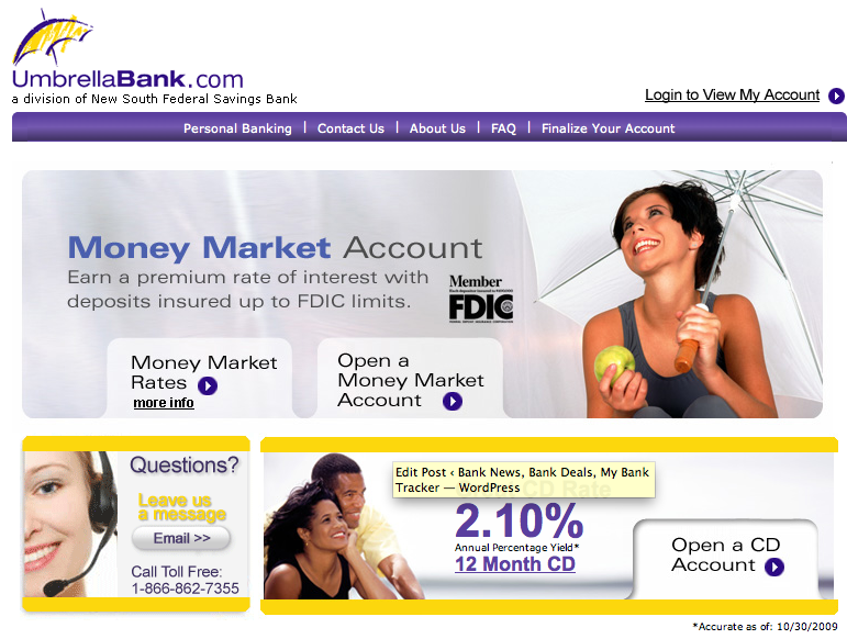 Umbrella bank posts highest 12 month cd rate mybanktracker