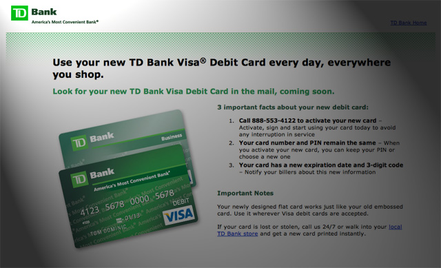 TD Bank Issues Flat Debit Card | MyBankTracker