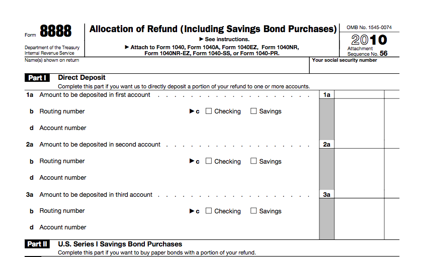 Form 8888 Savings Bond Purchase With Tax Refund