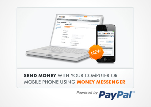 discover money messenger paypal entering cardmember presents send