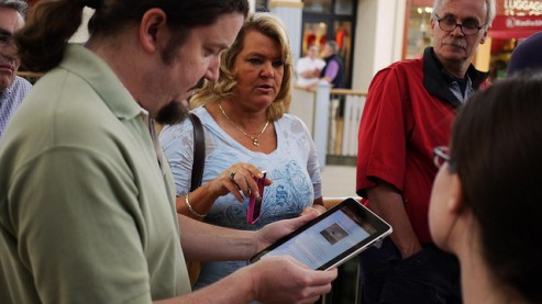man using ipad