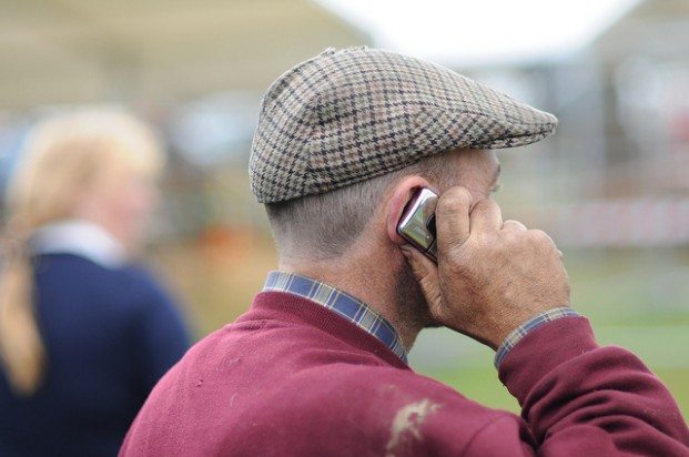 Old man with phone