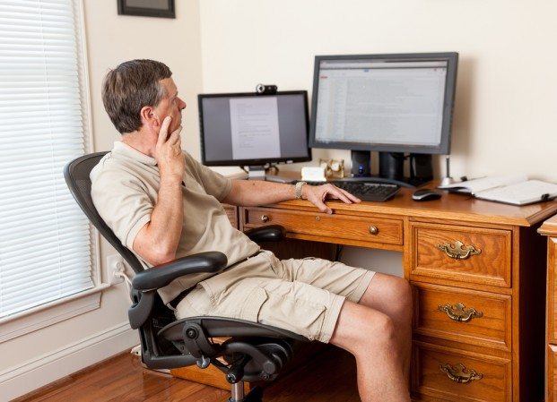 Man Working from Home on Computer