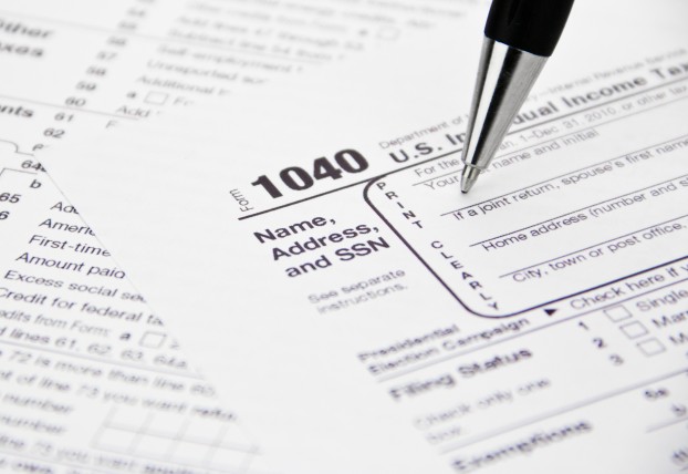 IRS 1040 Tax Form Being Filled Out