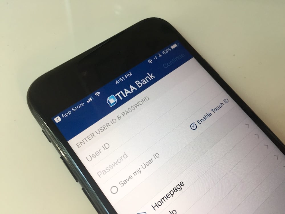 TIAA Bank iPhone App