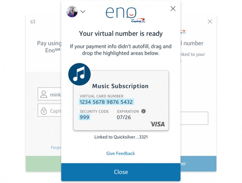 Virtual Card Numbers from Eno