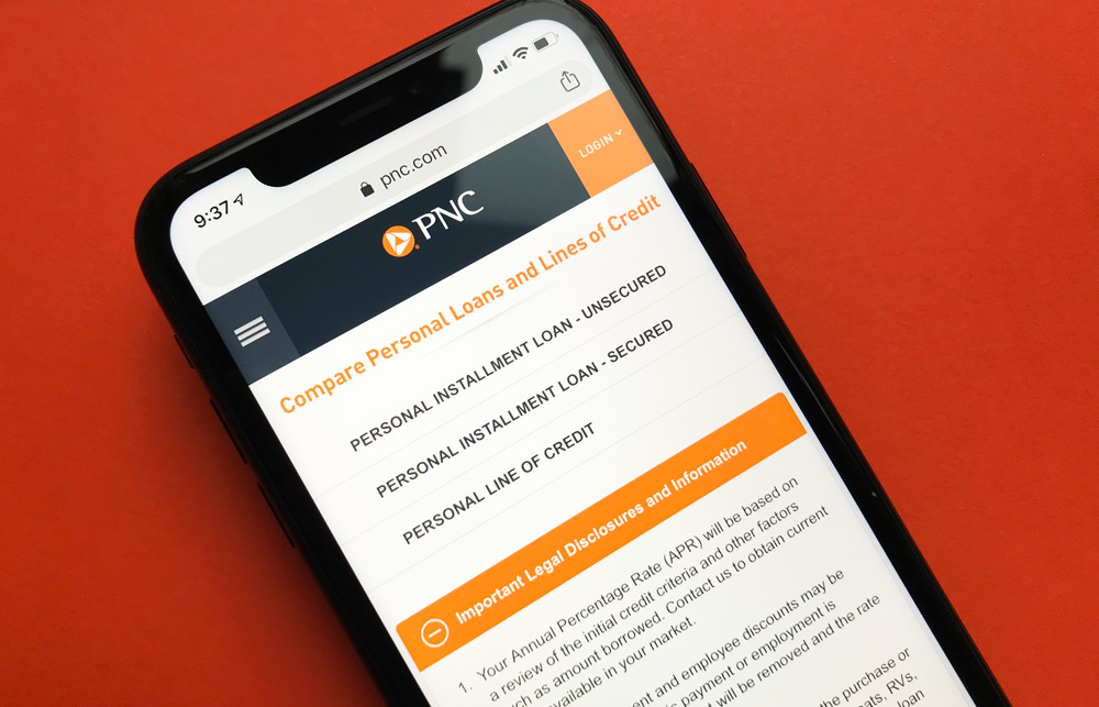 PNC Bank Personal Loans Website