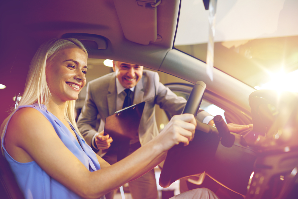 Woman buying car